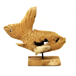 Dekoracja Ozdoba drewniana Ryba drewno tekowe 35x40cm